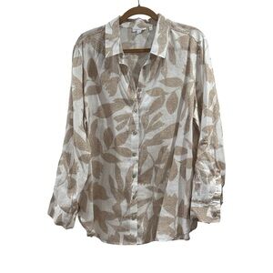 Chico's No Iron Linen Etched Leaf Tunic